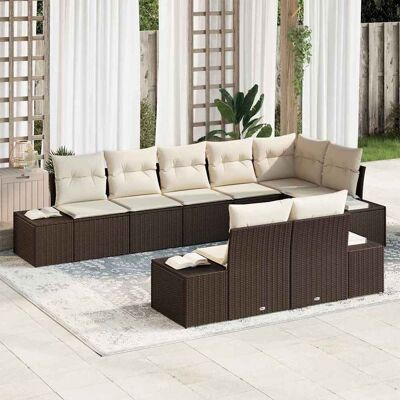 VidaXL Gartencouch-Set 8-tlg. Braune Polyrattan VidaXL Gartencouch-Set 8-tlg. Braune Polyrattan