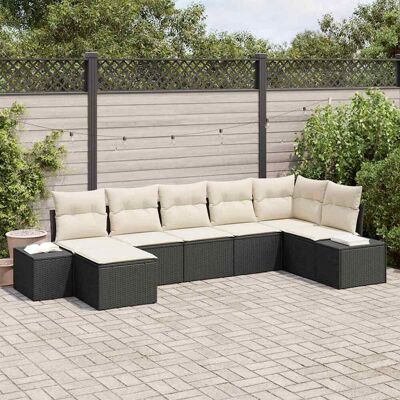 Vidaxl Gartensofa-Set 7 Stück mit Kissen Schwarz Poliratán - Gartenmöbel Vidaxl Gartensofa-Set 7 Stück mit Kissen Schwarz Poliratán - Gartenmöbel
