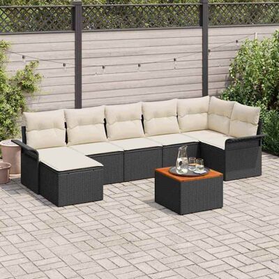 Poly Rattan Acacia 8-teiliges Gartensofaset - Outdoor-Möbel Poly Rattan Acacia 8-teiliges Gartensofaset - Outdoor-Möbel