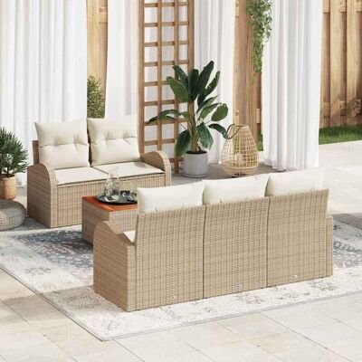 vidaXL Gartensofa-set 6 stk. Beige Poly-Rattan vidaXL Gartensofa-set 6 stk. Beige Poly-Rattan