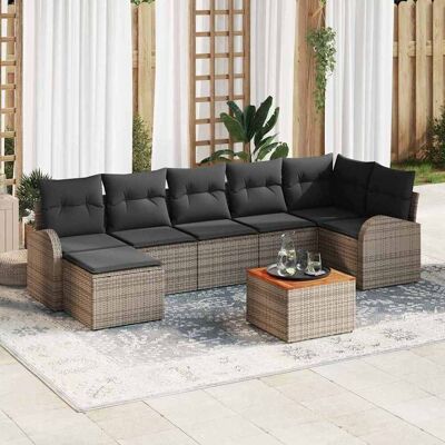 vidaXL Gartensofa-Set 8 Stück Grau Rattan Modern Außen vidaXL Gartensofa-Set 8 Stück Grau Rattan Modern Außen