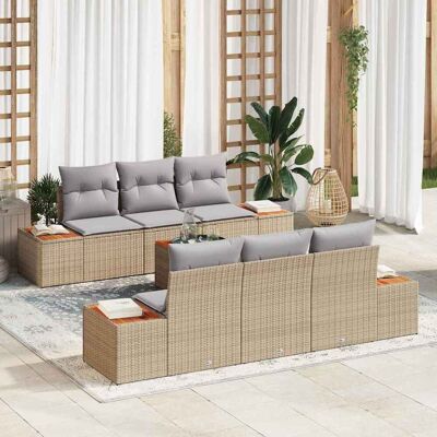 Marke Modell Beige Rechteckiger Gartensofa-Set Marke Modell Beige Rechteckiger Gartensofa-Set