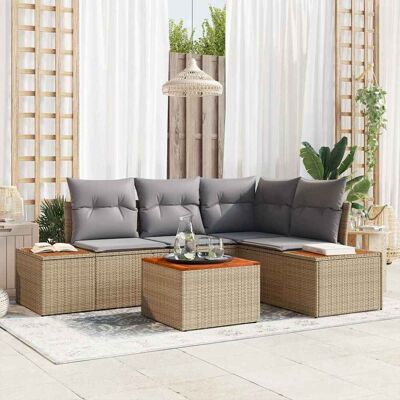 vidaXL Gartensofa-Set 5-tlg. Beige Poliratán vidaXL Gartensofa-Set 5-tlg. Beige Poliratán