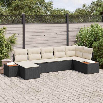 Vidalaxl 7-teilige Gartensofagarnitur - Kissen, Wetterfestes Rattan Vidalaxl 7-teilige Gartensofagarnitur - Kissen, Wetterfestes Rattan