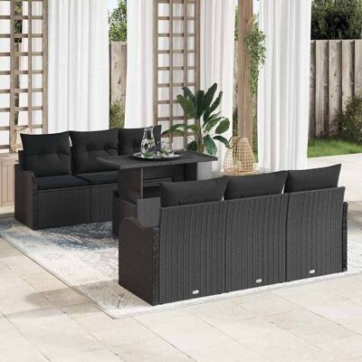 vidaXL Gartensofa-set 7 Stk. Schwarz Poly-Rattan vidaXL Gartensofa-set 7 Stk. Schwarz Poly-Rattan