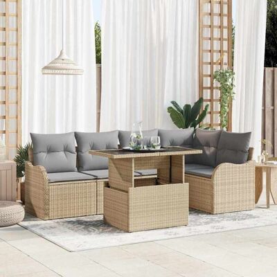 vidaXL Essgruppe 6 Stk. Beige Poly Rattan vidaXL Essgruppe 6 Stk. Beige Poly Rattan