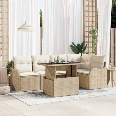 vidaXL Essgruppe 6 Stk. Beige Poly Rattan vidaXL Essgruppe 6 Stk. Beige Poly Rattan