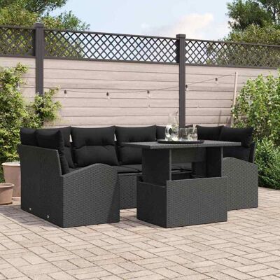 Gartenmöbel-Set - 7-teilig, Schwarz, Modernes Outdoor-Möbel Gartenmöbel-Set - 7-teilig, Schwarz, Modernes Outdoor-Möbel