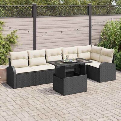 VidaXL Gartensofaset 7 Stück Schwarz Synthetischer Rattan VidaXL Gartensofaset 7 Stück Schwarz Synthetischer Rattan