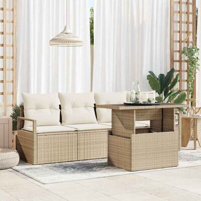 vidaXL Gartensofa-set mit Speicher 5 pcs Beige und Creme Poly-Rattan vidaXL Gartensofa-set mit Speicher 5 pcs Beige und Creme Poly-Rattan