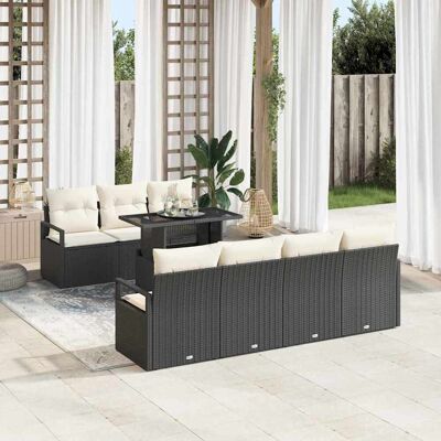 vidaXL Gartensofa-set mit Speicher 8 pcs Schwarz und Creme Poly-Rattan vidaXL Gartensofa-set mit Speicher 8 pcs Schwarz und Creme Poly-Rattan
