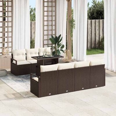 vidaXL Gartensofa-set 8 stk. 7-Sitzanzahl Braun und Creme Poly-Rattan vidaXL Gartensofa-set 8 stk. 7-Sitzanzahl Braun und Creme Poly-Rattan