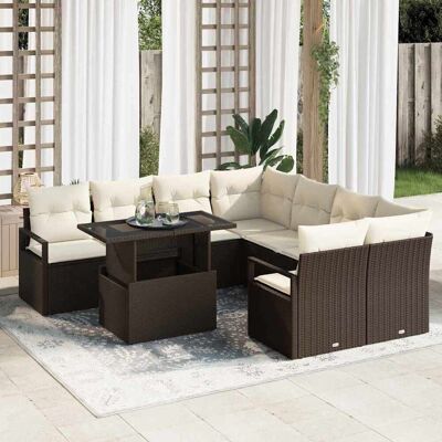 vidaXL Gartensofa-set 9 stk. 8-Sitzanzahl Braun und Creme Poly-Rattan vidaXL Gartensofa-set 9 stk. 8-Sitzanzahl Braun und Creme Poly-Rattan