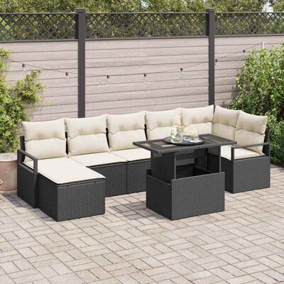 vidaXL Gartensofa-set 8 Stk. Schwarz und Creme Poly-Rattan vidaXL Gartensofa-set 8 Stk. Schwarz und Creme Poly-Rattan