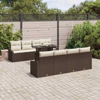 vidaXL Gartensofa-set 7 Stk. Braun und Creme Poly-Rattan vidaXL Gartensofa-set 7 Stk. Braun und Creme Poly-Rattan