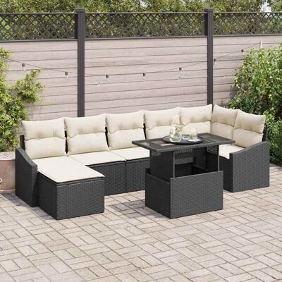 vidaXL Gartensofa-set 8 Stk. Schwarz und Creme Poly-Rattan vidaXL Gartensofa-set 8 Stk. Schwarz und Creme Poly-Rattan