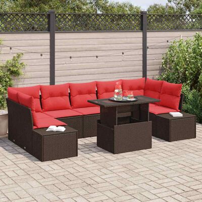 vidaXL Gartensofa-set 8 stk. 7-Sitzanzahl Braun und Rot Poly-Rattan vidaXL Gartensofa-set 8 stk. 7-Sitzanzahl Braun und Rot Poly-Rattan