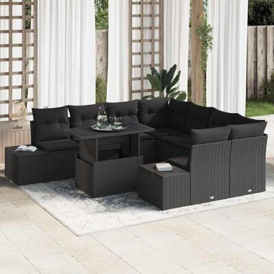 vidaXL Gartensofa-set mit Kissen 9 pcs Schwarz Poly-Rattan vidaXL Gartensofa-set mit Kissen 9 pcs Schwarz Poly-Rattan