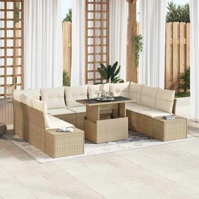 vidaXL Gartensofa-set 10 Stk. Beige und Creme Poly-Rattan vidaXL Gartensofa-set 10 Stk. Beige und Creme Poly-Rattan