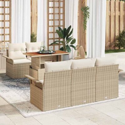 Vidaxl Gartensofa-Set - Modern Beige Rattan mit Kissen Vidaxl Gartensofa-Set - Modern Beige Rattan mit Kissen