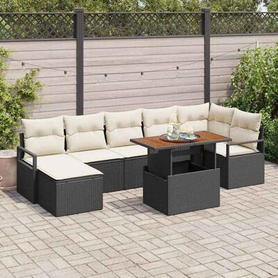 vidaXL Gartensofa-set 8 pcs Schwarz und Creme vidaXL Gartensofa-set 8 pcs Schwarz und Creme