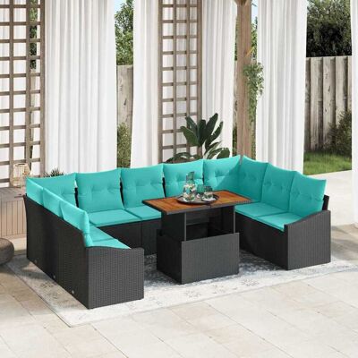 vidaXL Gartensofa-set 10 stk. 9-Sitzanzahl Schwarz und Türkis vidaXL Gartensofa-set 10 stk. 9-Sitzanzahl Schwarz und Türkis