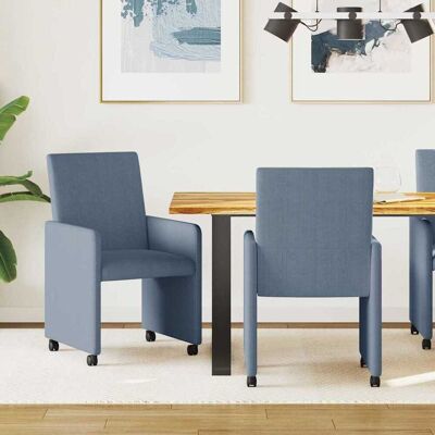 vidaXL Esszimmerstühle mit Rollen 2 pcs Blau 57 x 66 x 94 cm Cordstoff vidaXL Esszimmerstühle mit Rollen 2 pcs Blau 57 x 66 x 94 cm Cordstoff
