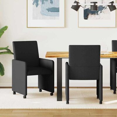 vidaXL Esszimmerstühle mit Rollen 2 pcs Schwarz 57 x 66 x 94 cm Stoff vidaXL Esszimmerstühle mit Rollen 2 pcs Schwarz 57 x 66 x 94 cm Stoff