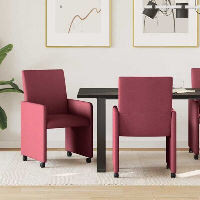 vidaXL Esszimmerstühle mit Rollen 2 pcs Weinrot 57 x 66 x 94 cm Stoff vidaXL Esszimmerstühle mit Rollen 2 pcs Weinrot 57 x 66 x 94 cm Stoff