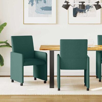 vidaXL Esszimmerstühle mit Rollen 2 pcs Dunkelgrün 57 x 66 x 94 cm vidaXL Esszimmerstühle mit Rollen 2 pcs Dunkelgrün 57 x 66 x 94 cm