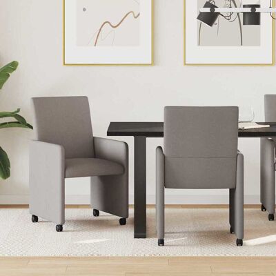 vidaXL Esszimmerstühle mit Rollen 2 pcs Taupe 57 x 66 x 94 cm Stoff vidaXL Esszimmerstühle mit Rollen 2 pcs Taupe 57 x 66 x 94 cm Stoff