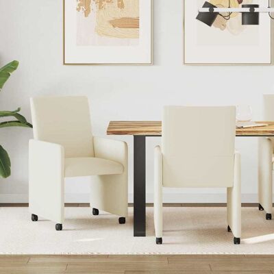 vidaXL Esszimmerstühle mit Rollen 2 pcs Creme 57 x 66 x 94 cm vidaXL Esszimmerstühle mit Rollen 2 pcs Creme 57 x 66 x 94 cm
