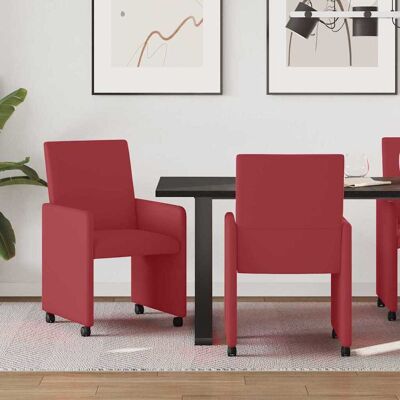 vidaXL Esszimmerstühle mit Rollen 2 pcs Weinrot 57 x 66 x 94 cm vidaXL Esszimmerstühle mit Rollen 2 pcs Weinrot 57 x 66 x 94 cm