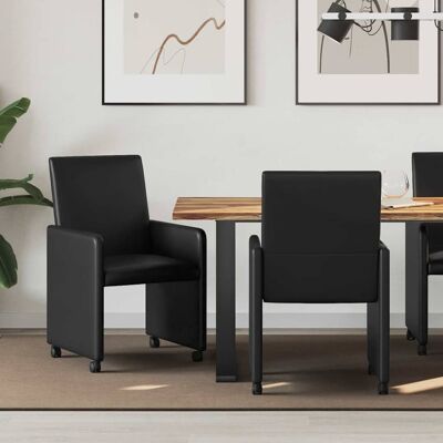 vidaXL Esszimmerstühle mit Rollen 2 pcs Schwarz 57 x 66 x 94 cm vidaXL Esszimmerstühle mit Rollen 2 pcs Schwarz 57 x 66 x 94 cm