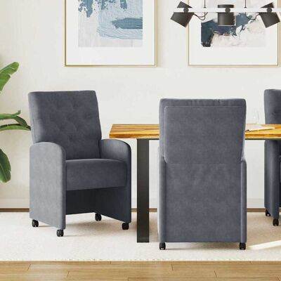 vidaXL Esszimmerstühle mit Rollen 2 pcs Dunkelgrau 58 x 67 x 97 cm vidaXL Esszimmerstühle mit Rollen 2 pcs Dunkelgrau 58 x 67 x 97 cm