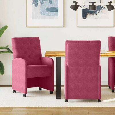 vidaXL Esszimmerstühle mit Rollen 2 pcs Weinrot 58 x 67 x 97 cm Samt vidaXL Esszimmerstühle mit Rollen 2 pcs Weinrot 58 x 67 x 97 cm Samt