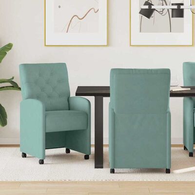 vidaXL Esszimmerstühle mit Rollen 2 pcs Meergrün 58 x 67 x 97 cm Samt vidaXL Esszimmerstühle mit Rollen 2 pcs Meergrün 58 x 67 x 97 cm Samt