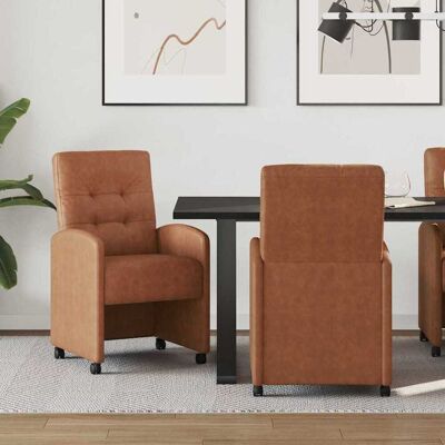 vidaXL Esszimmerstühle mit Rollen 2 pcs Braun 58 x 67 x 97 cm vidaXL Esszimmerstühle mit Rollen 2 pcs Braun 58 x 67 x 97 cm
