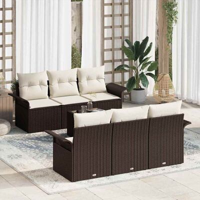vidaXL Gartensofa-set 7 stk. Braun und Creme Poly-Rattan vidaXL Gartensofa-set 7 stk. Braun und Creme Poly-Rattan