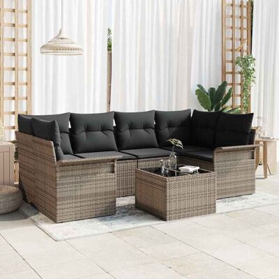 vidaXL Gartensofa-set 7 stk. 6-Sitzanzahl Grau Poly-Rattan vidaXL Gartensofa-set 7 stk. 6-Sitzanzahl Grau Poly-Rattan
