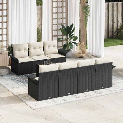 vidaXL Gartensofa-set mit Kissen 8 pcs Schwarz und Creme Poly-Rattan vidaXL Gartensofa-set mit Kissen 8 pcs Schwarz und Creme Poly-Rattan