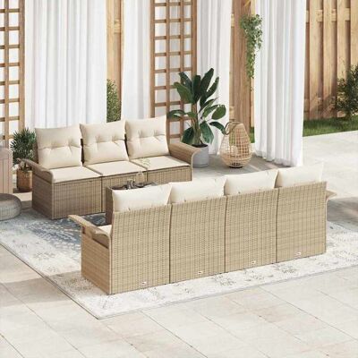 vidaXL Gartensofa-set mit Kissen 8 pcs Beige und Creme Poly-Rattan vidaXL Gartensofa-set mit Kissen 8 pcs Beige und Creme Poly-Rattan