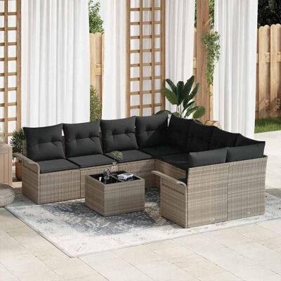 vidaXL Gartensofa-set 9 pcs Hellgrau und Dunkelgrau Poly-Rattan vidaXL Gartensofa-set 9 pcs Hellgrau und Dunkelgrau Poly-Rattan