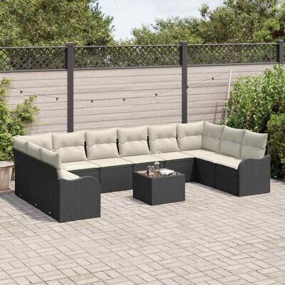 vidaXL Gartensofa-set 11 Stk. Schwarz und Weiß Poly-Rattan vidaXL Gartensofa-set 11 Stk. Schwarz und Weiß Poly-Rattan