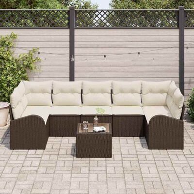 vidaXL Gartensofa-set 8 stk. 7-Sitzanzahl Braun und Creme Poly-Rattan vidaXL Gartensofa-set 8 stk. 7-Sitzanzahl Braun und Creme Poly-Rattan