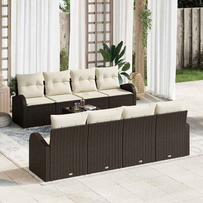vidaXL Gartensofa-set 9 stk. 8-Sitzanzahl Braun und Creme Poly-Rattan vidaXL Gartensofa-set 9 stk. 8-Sitzanzahl Braun und Creme Poly-Rattan