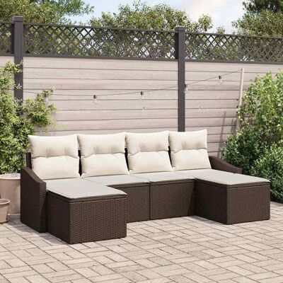 VIDAXL Gartentisch-Set 6-teilig braun Rattan & Kissen VIDAXL Gartentisch-Set 6-teilig braun Rattan & Kissen