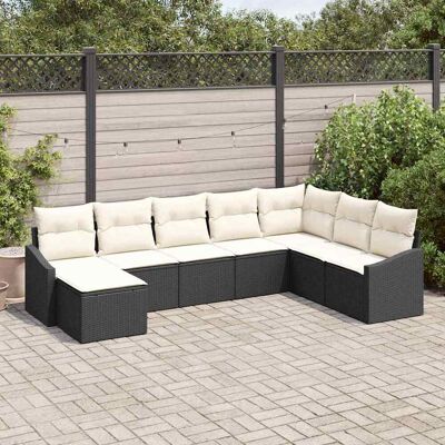 vidaXL Gartensofa-set 8 Stk. Schwarz und Creme Poly-Rattan vidaXL Gartensofa-set 8 Stk. Schwarz und Creme Poly-Rattan