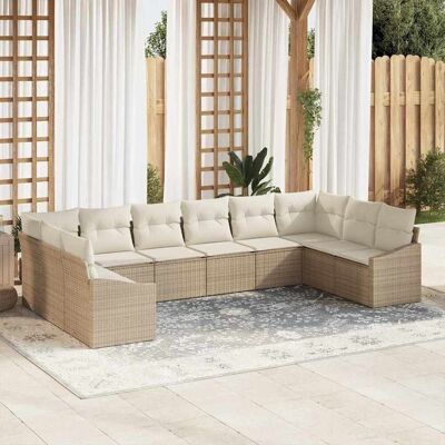 vidaXL Gartensofa-set 10 Stk. Beige und Creme Poly-Rattan vidaXL Gartensofa-set 10 Stk. Beige und Creme Poly-Rattan