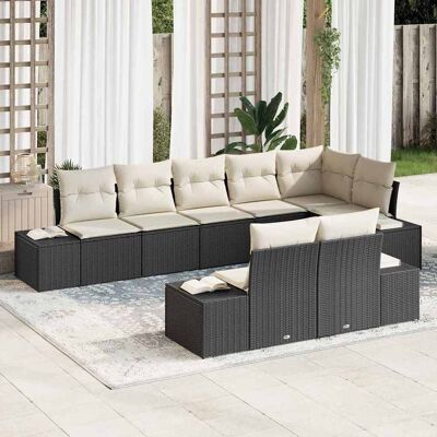 vidaXL Gartensofa-set 8 Stk. Schwarz und Creme Poly Rattan vidaXL Gartensofa-set 8 Stk. Schwarz und Creme Poly Rattan
